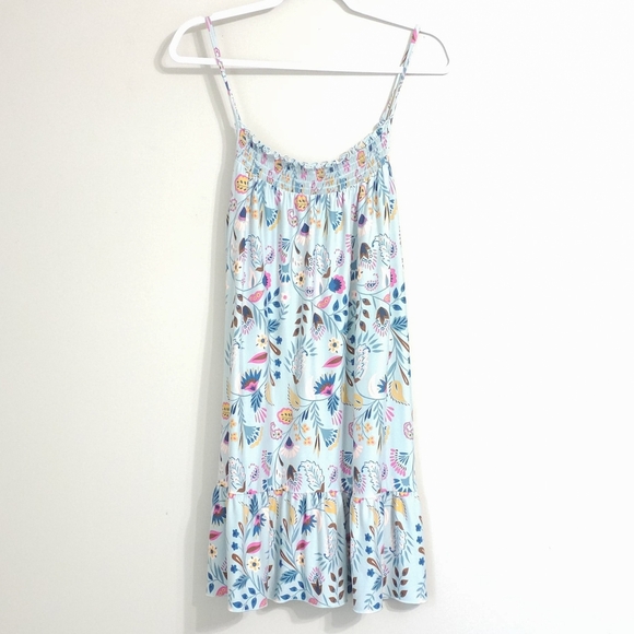 Joyspun Other - Light Blue Floral Print Spaghetti-Strap Pajama Dress